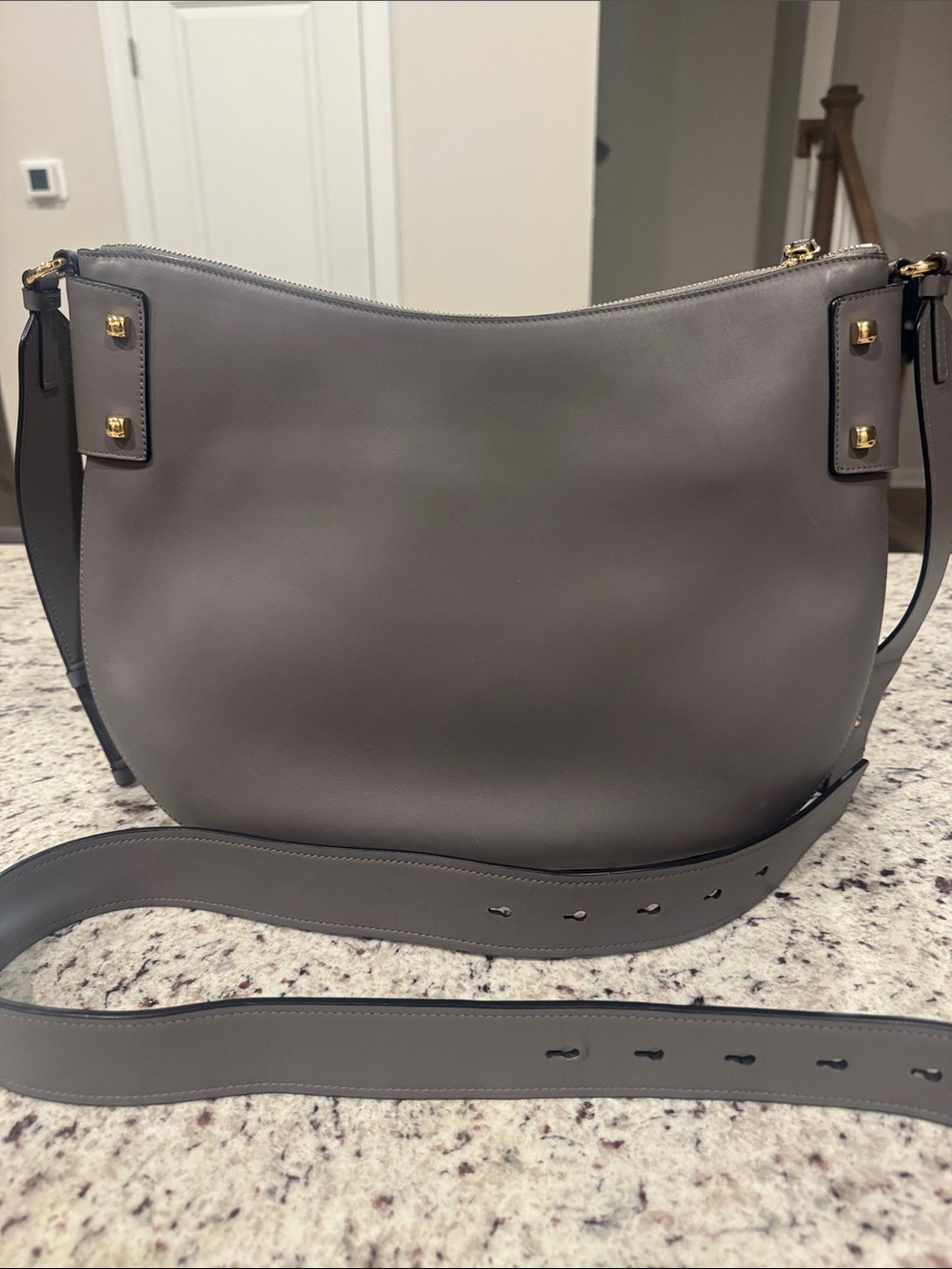 Salvatore Ferragamo Gancini Fiona Fumeé Urban Grey Leather Hobo (COA & receipt) - Picture 5 of 16